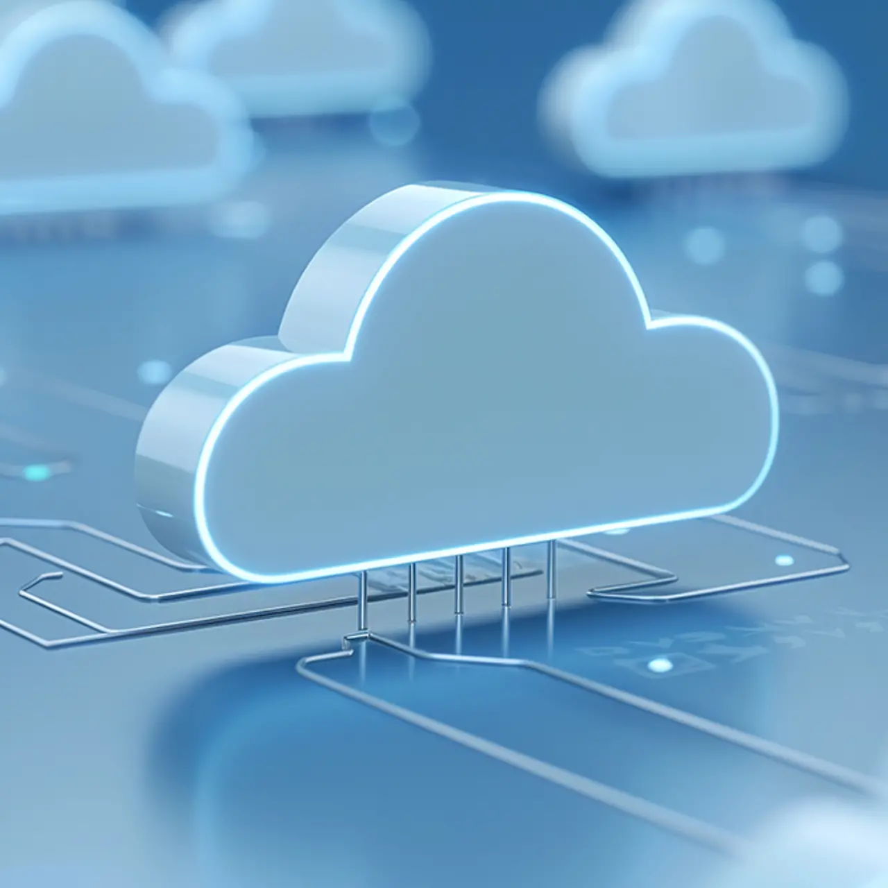 KI-generiertes Bild - Digitales Bild einer 3D-Wolke auf hellblauem Hintergrund