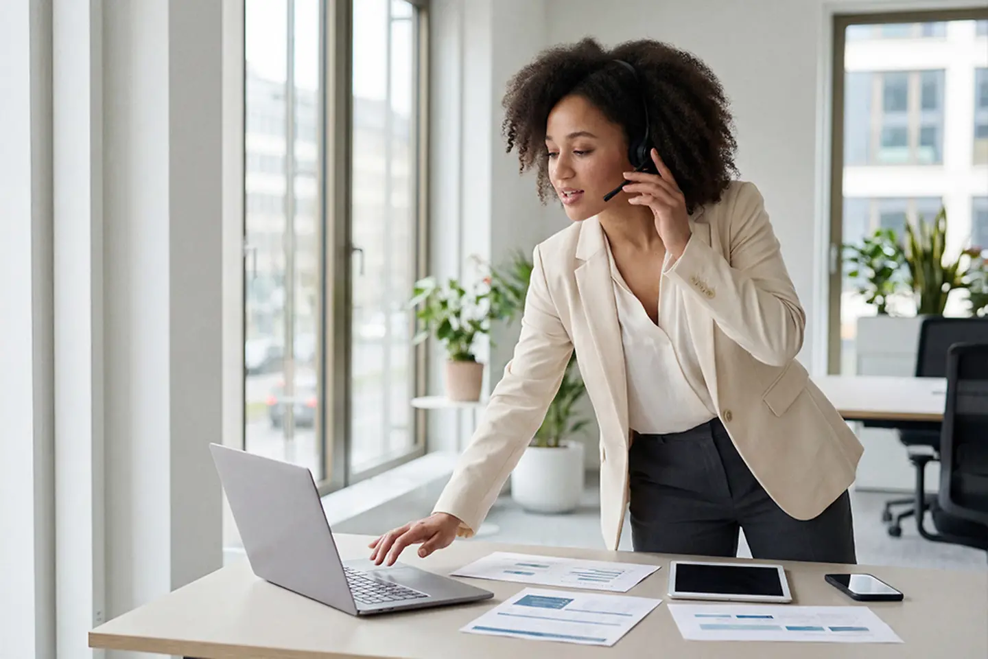 AI-generated image - Female manager checking application data on laptop