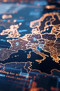 Digital map of Europe - Image created with AI
