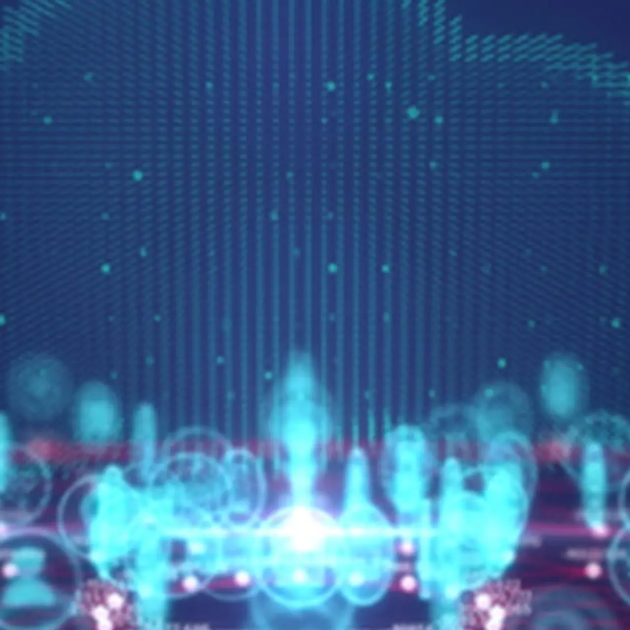 Iconos en la superficie virtual, imagen de nube en el fondo.