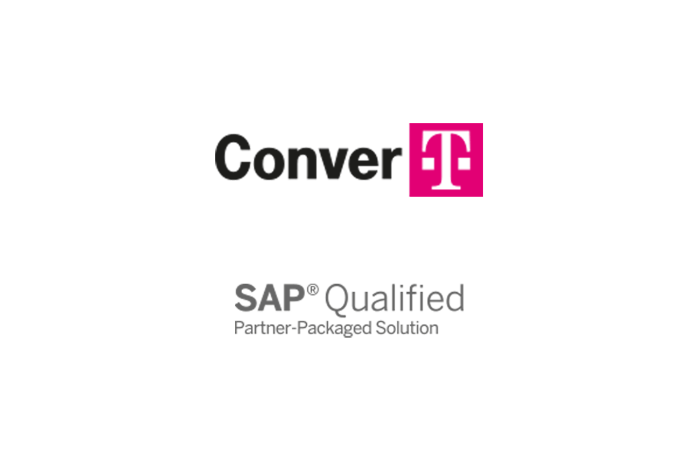 Superfície branca com logo ConverT e letras certificadas SAP