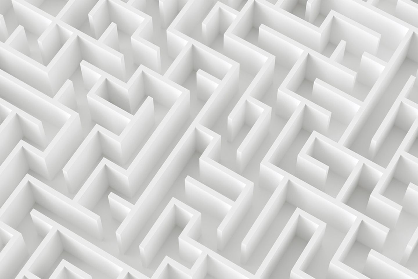 Vogelperspektive auf weißes Labyrinth.