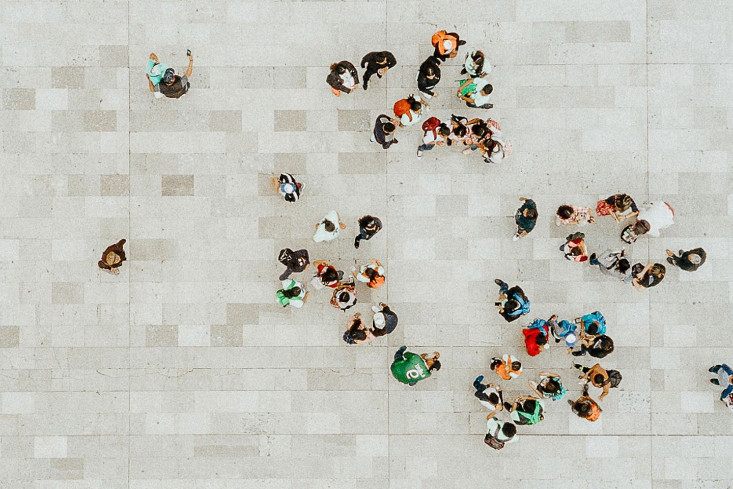 Group of people from a bird's eye view