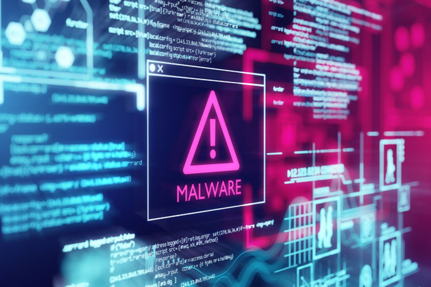 Display pops up on the warning triangle labeled Malware.