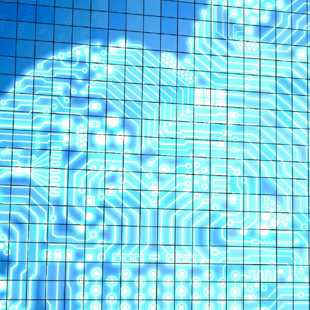 Representación virtual de una cloud con códigos binarios alrededor