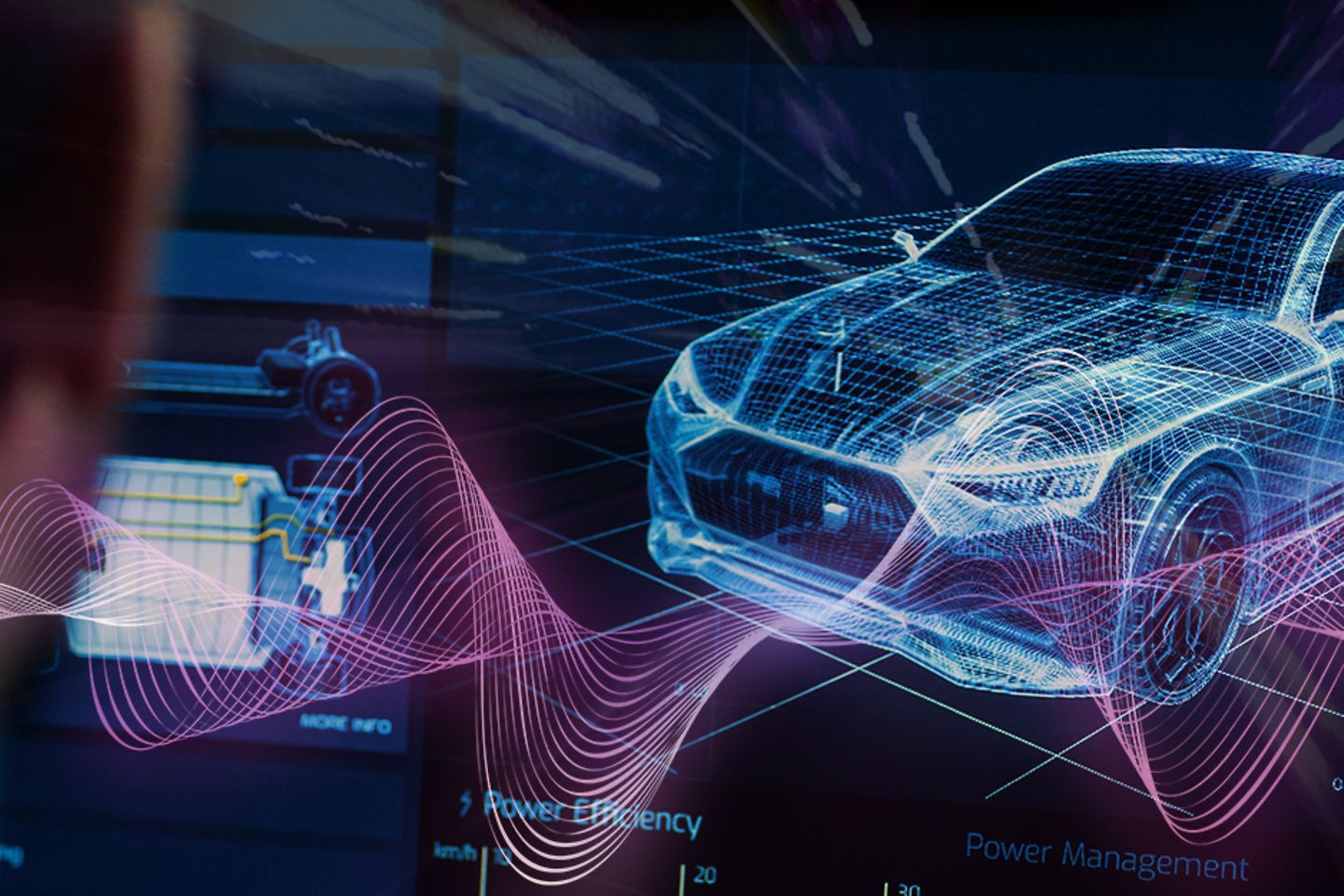 Virtuelles Auto wird von einem Tablet gesteuert