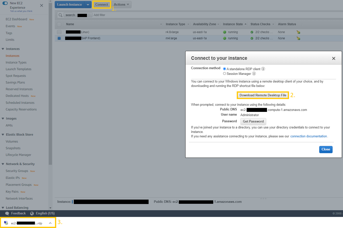 screenshot zu AWS über Download Remote Desktop