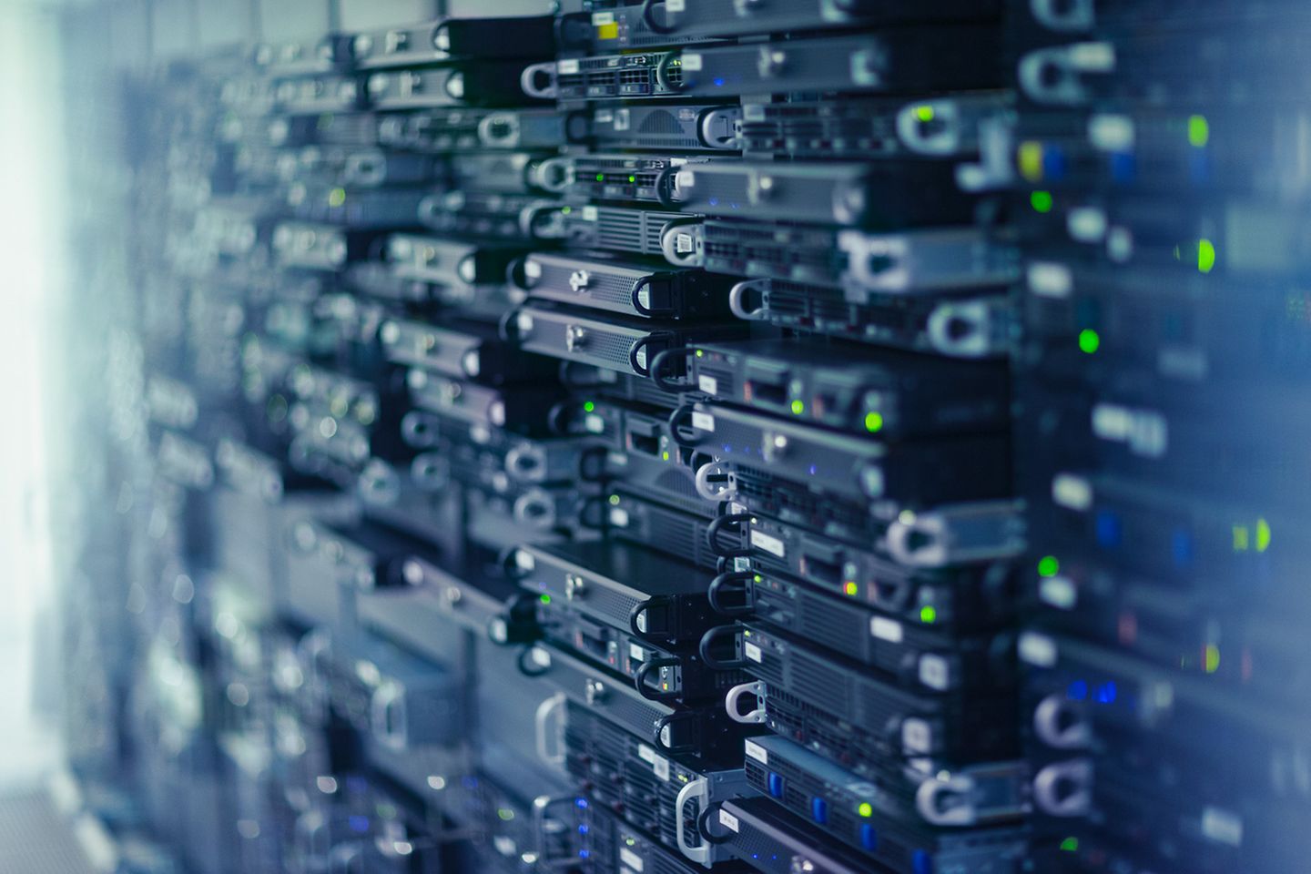 Row of switchboards in a server room