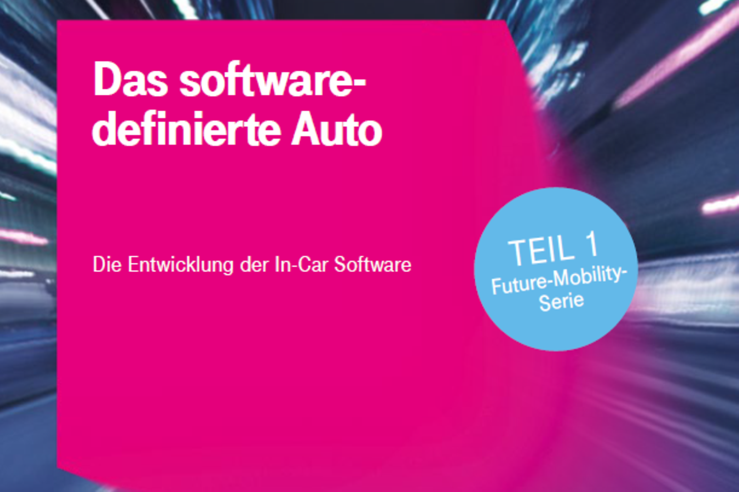 Titelbild Whitepaper: Magenta Swoosh auf Bild Zeitraffer-Ansicht von Straßenverkehr