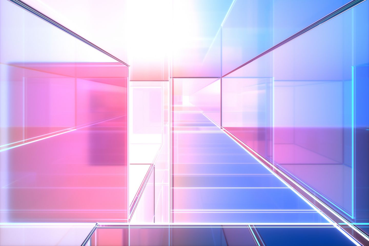 Pink-blue colored prism-cuboid