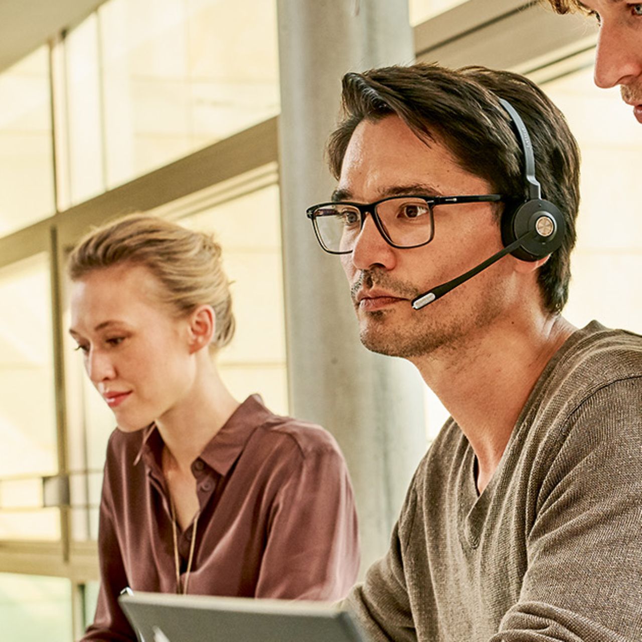 Man and woman with headset