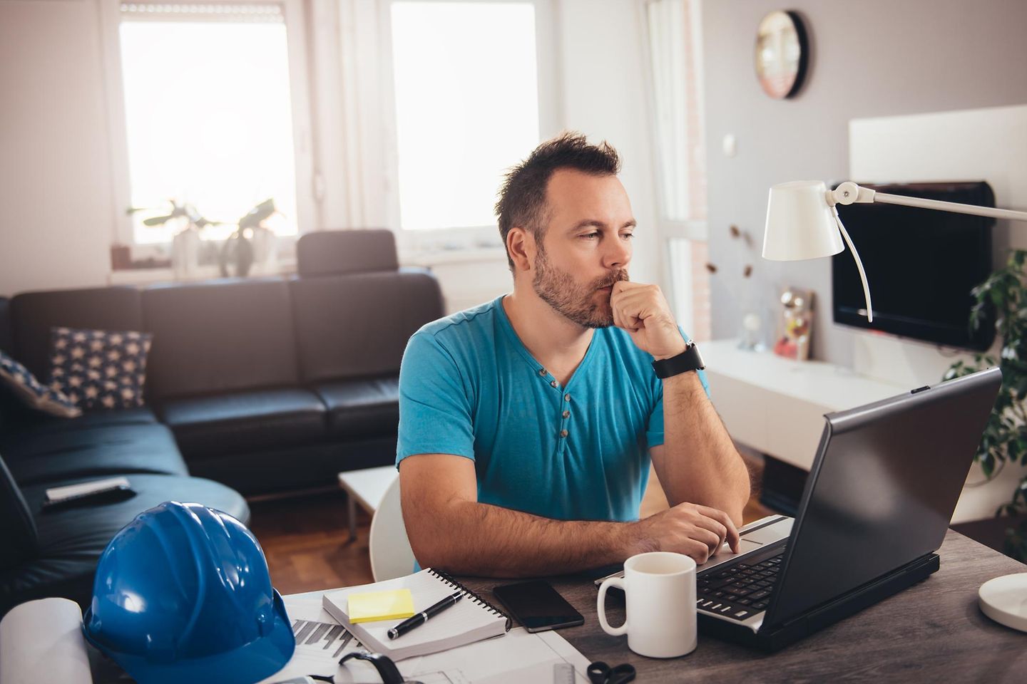 A man working at home