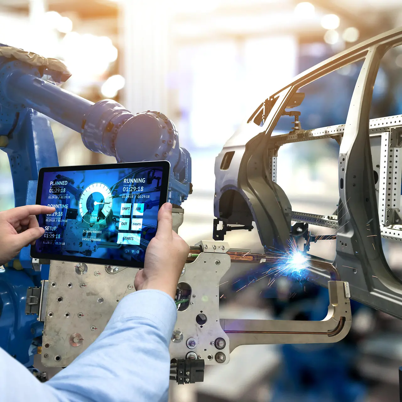 Robots industriales en la fabricación de automóviles