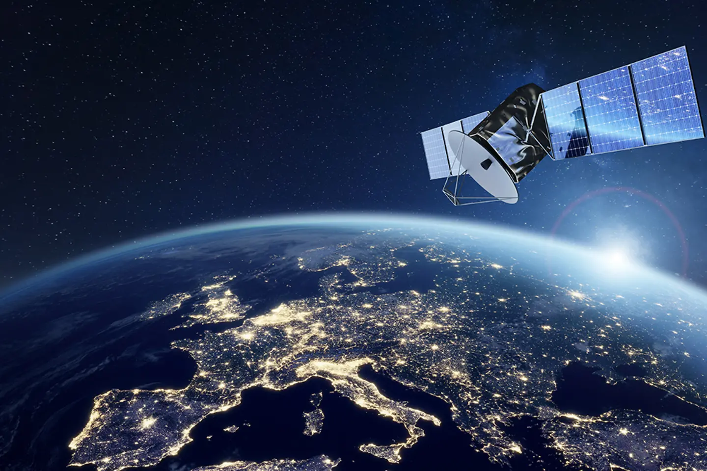 Um satélite que orbita a Terra.