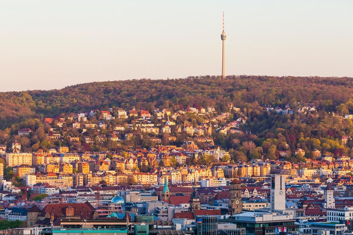 View of Stuttgart TV tower and city