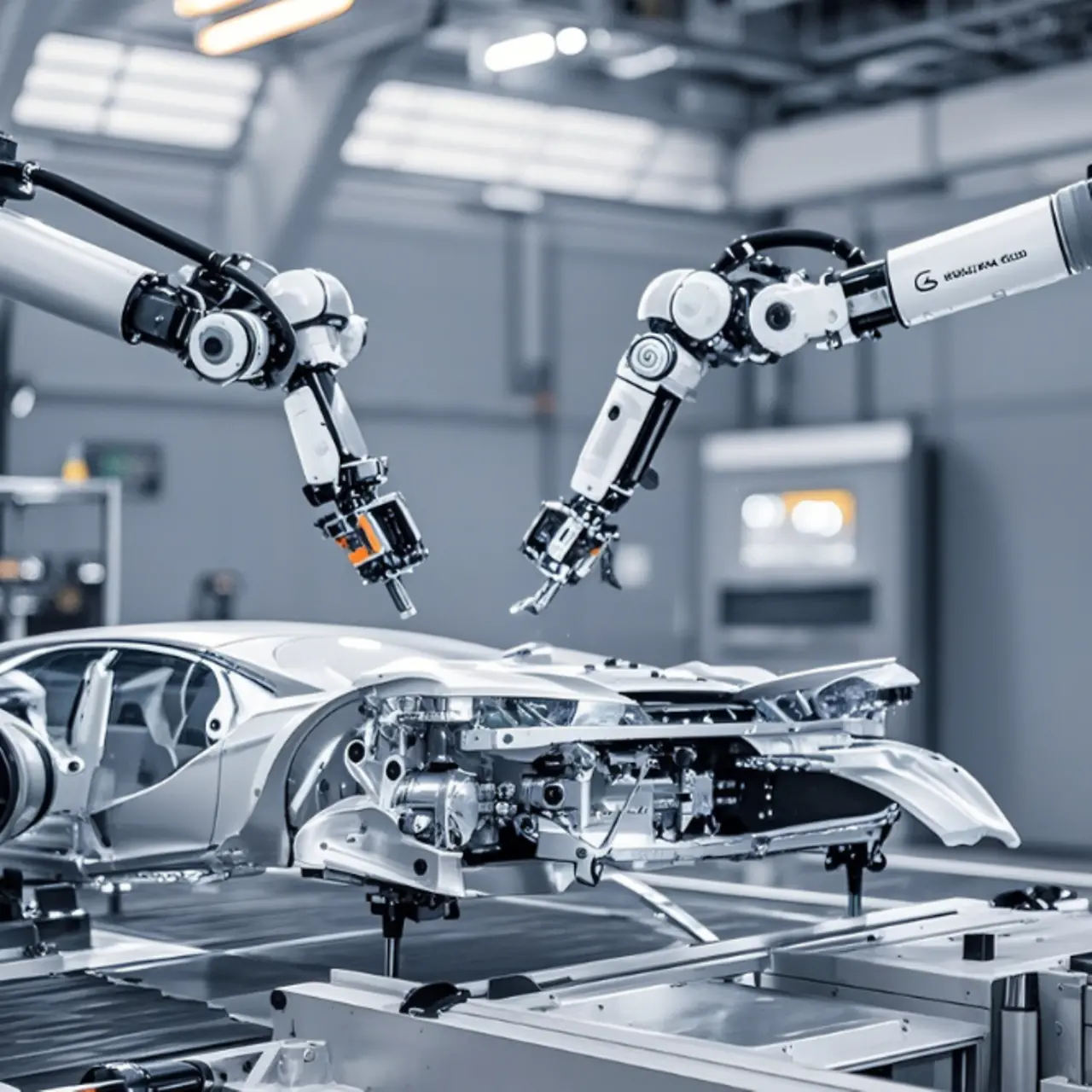 High-tech robotarmen die de productie vergemakkelijken