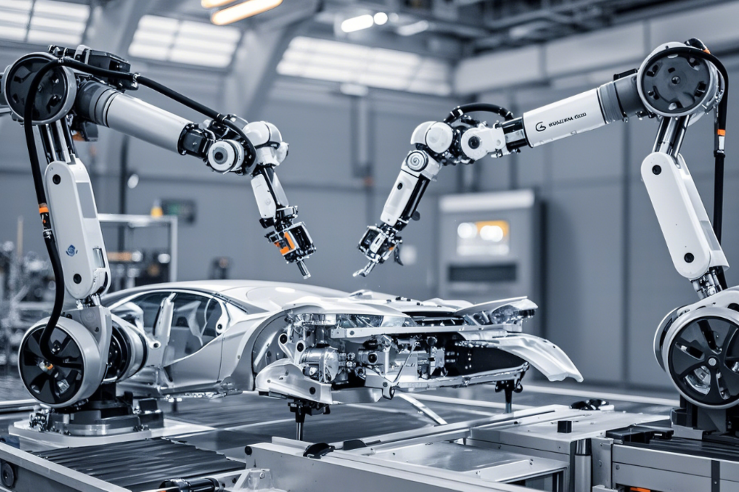 High-tech robotarmen die de productie vergemakkelijken