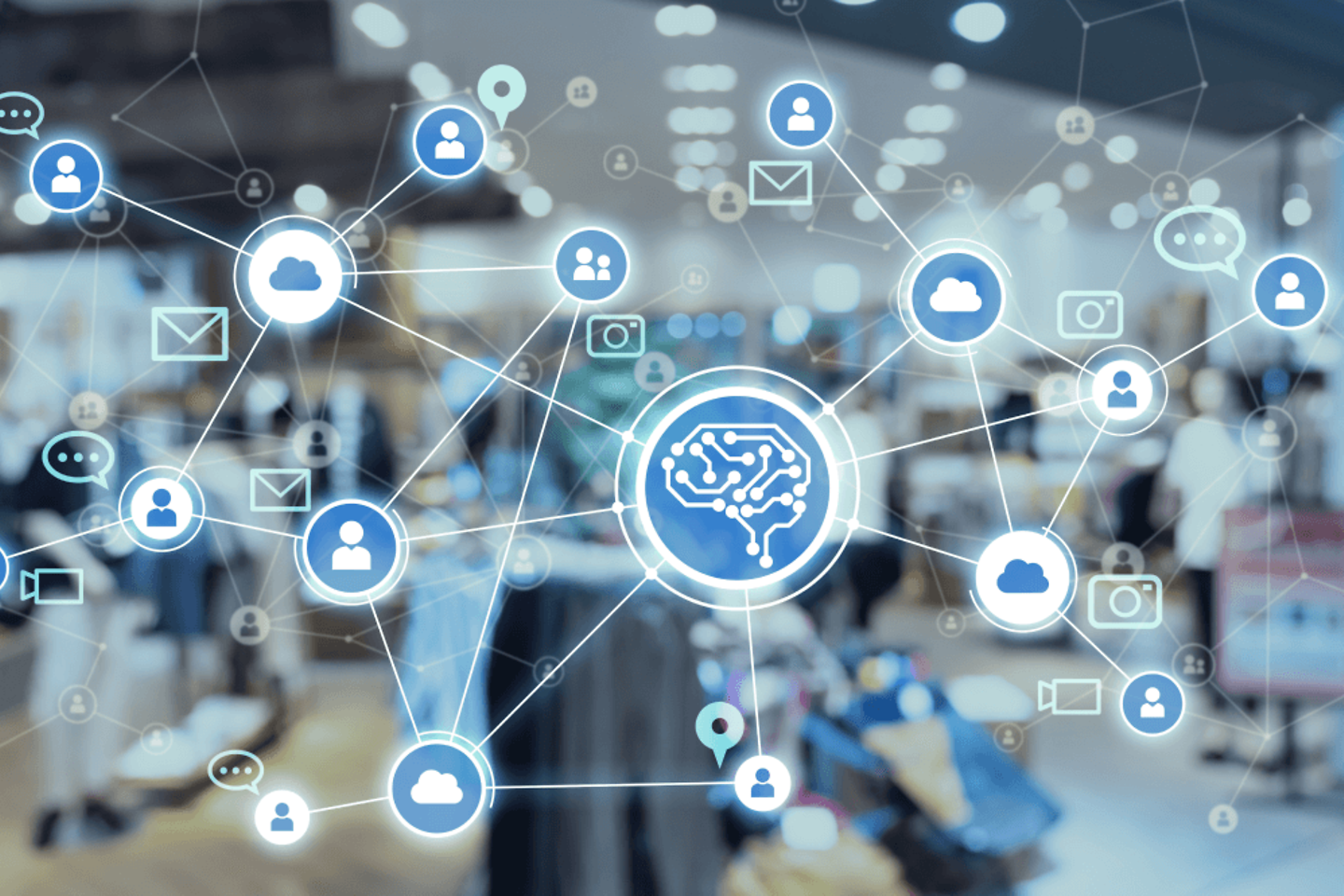 Network of AI and e-commerce icons