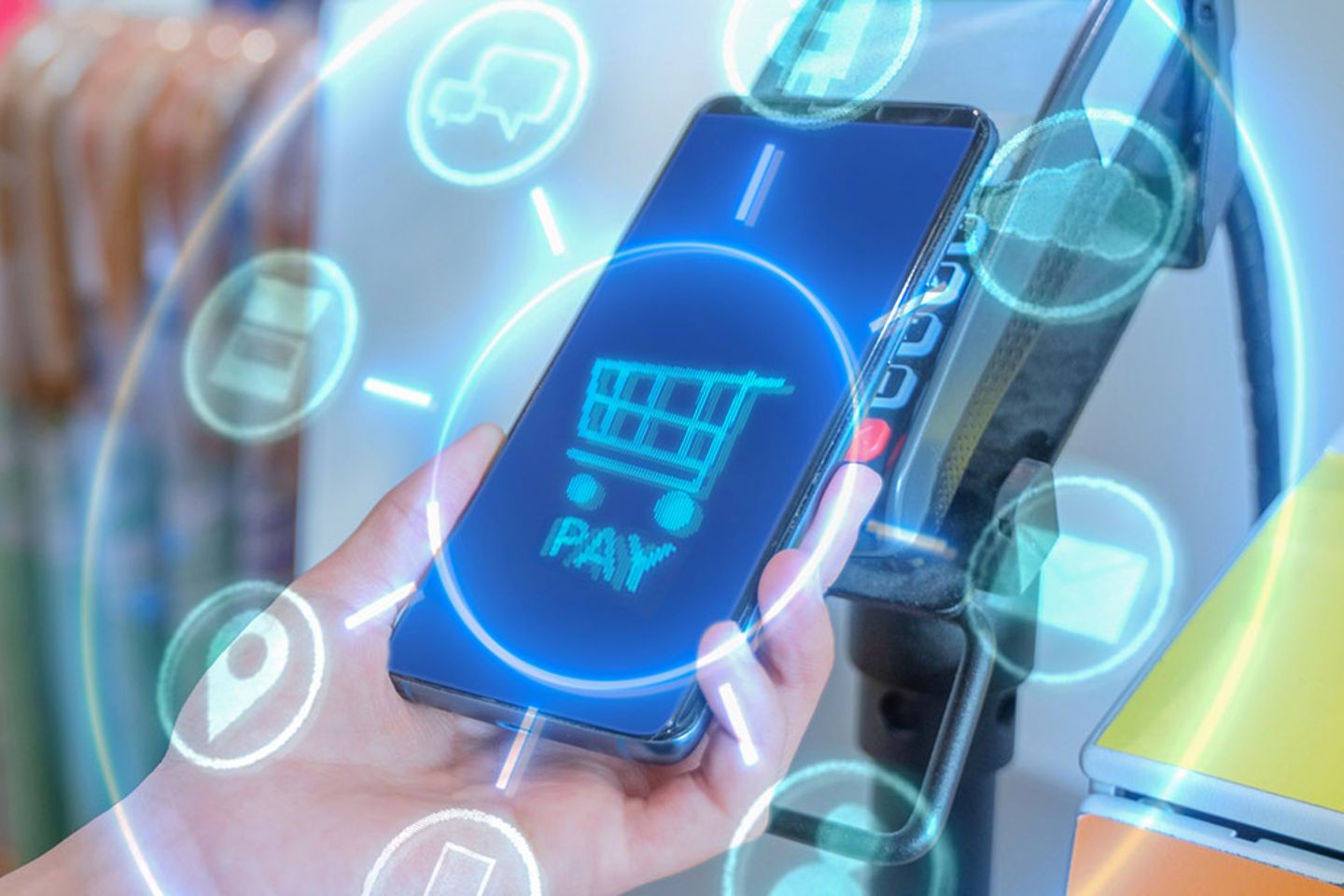 Smart pay: Close-up of smartphone with payment app