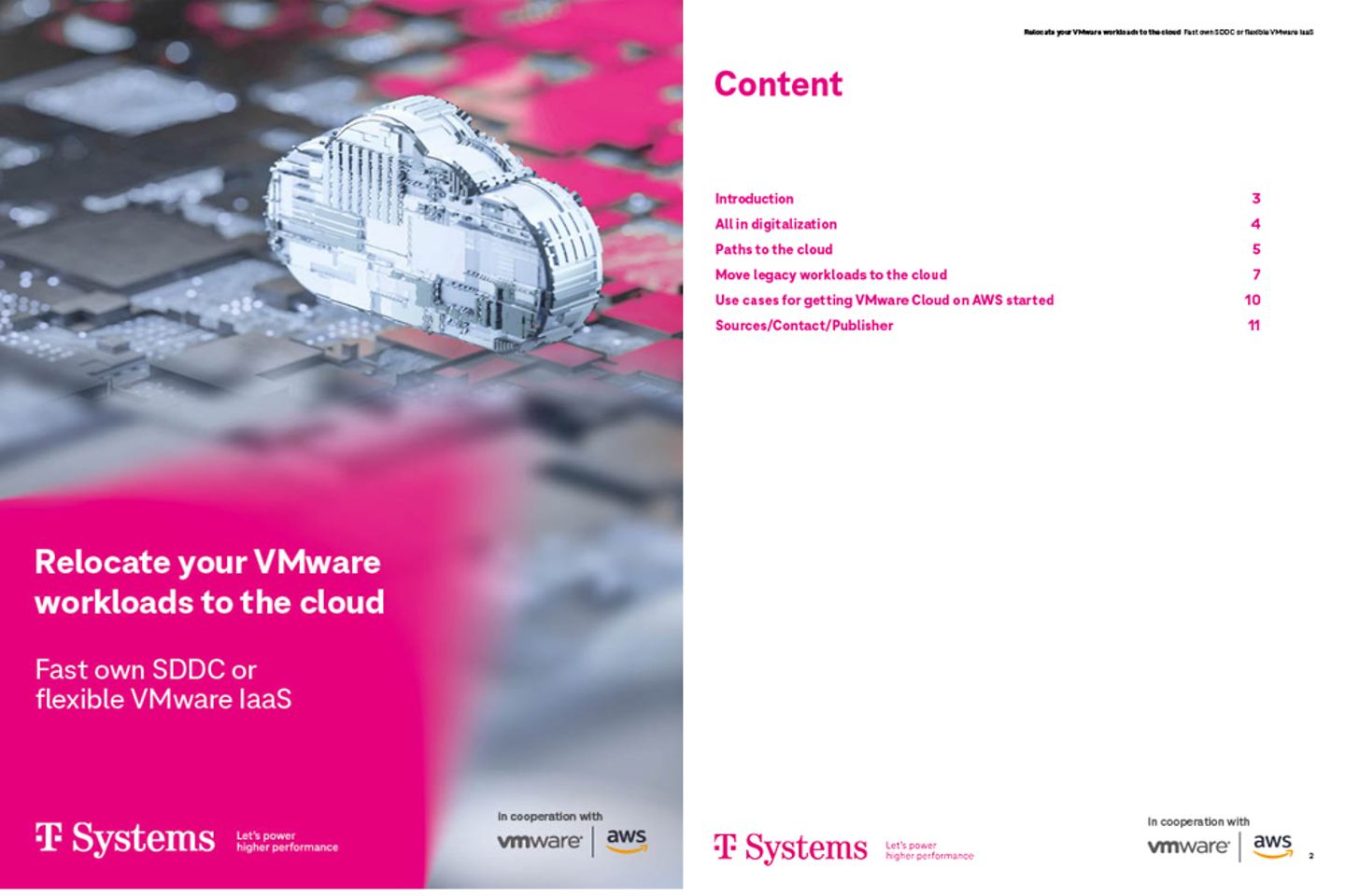 Couverture et trois pages successives en capture d’écran du livre blanc : Cloud VMware sur AWS