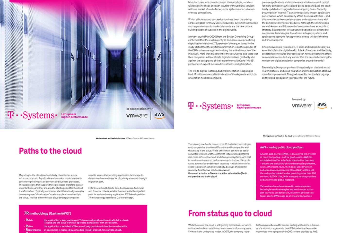 Cover and three following pages as screenshot of the white paper: VMware Cloud on AWS