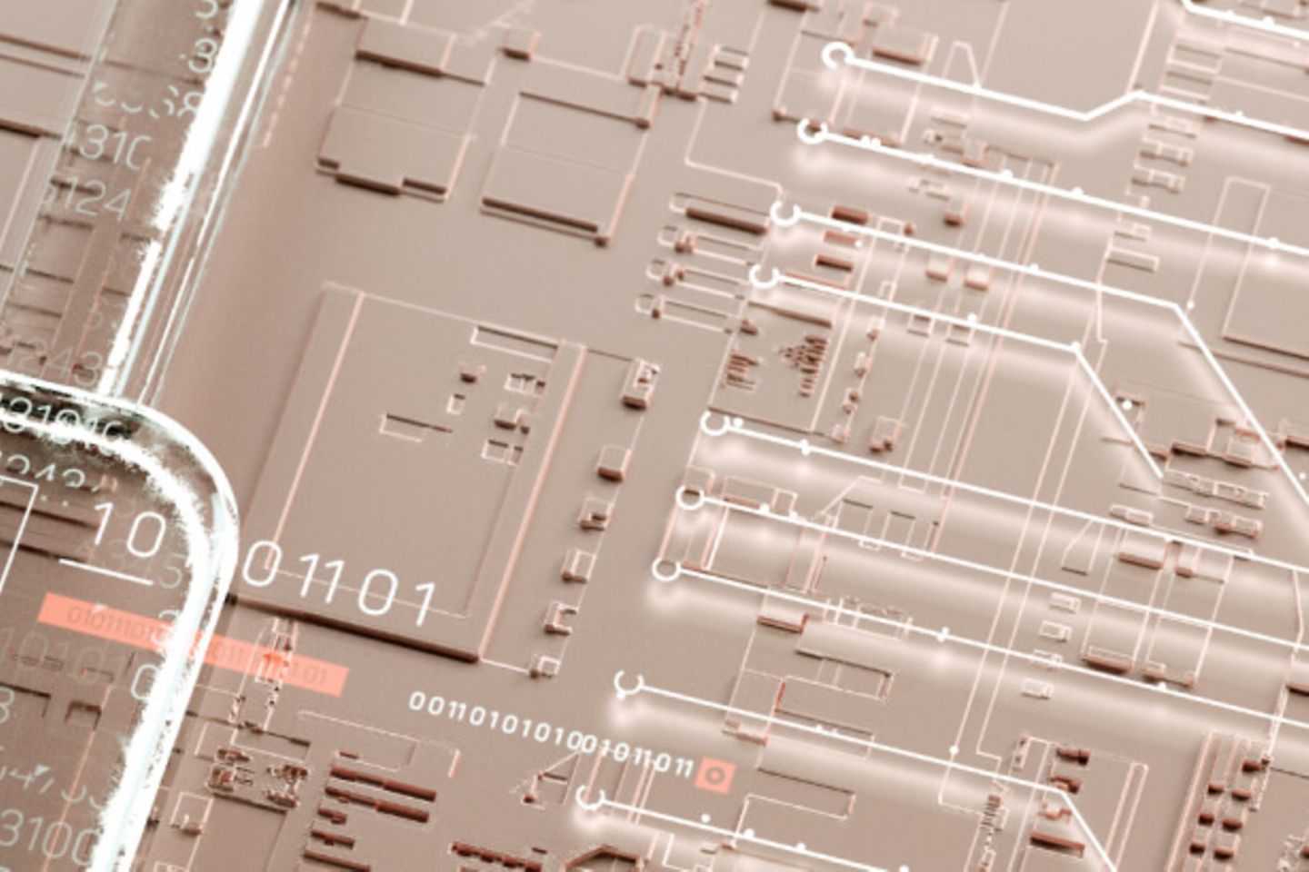 Transparent padlock on a beige-gray circuit board