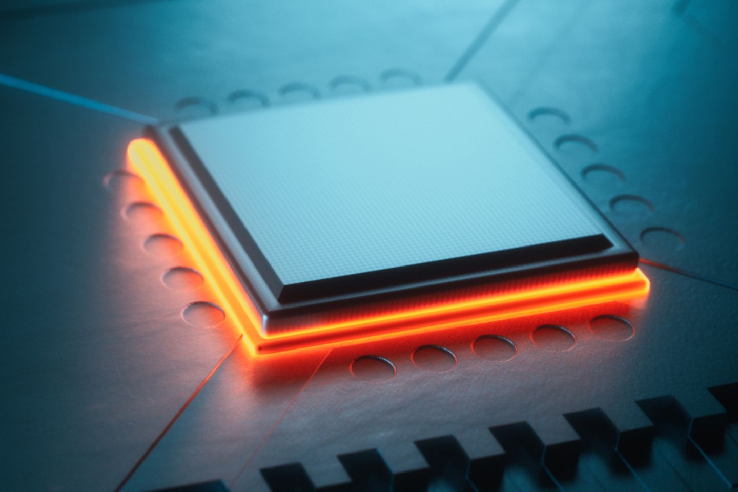 Processor - CPU unit with luminous border.