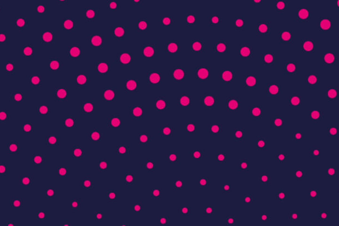 Pink dots arranged radially on a dark blue background