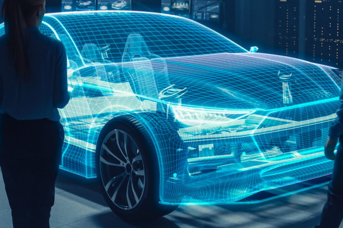 Modelo de proyecto holográfico de un concepto de coche