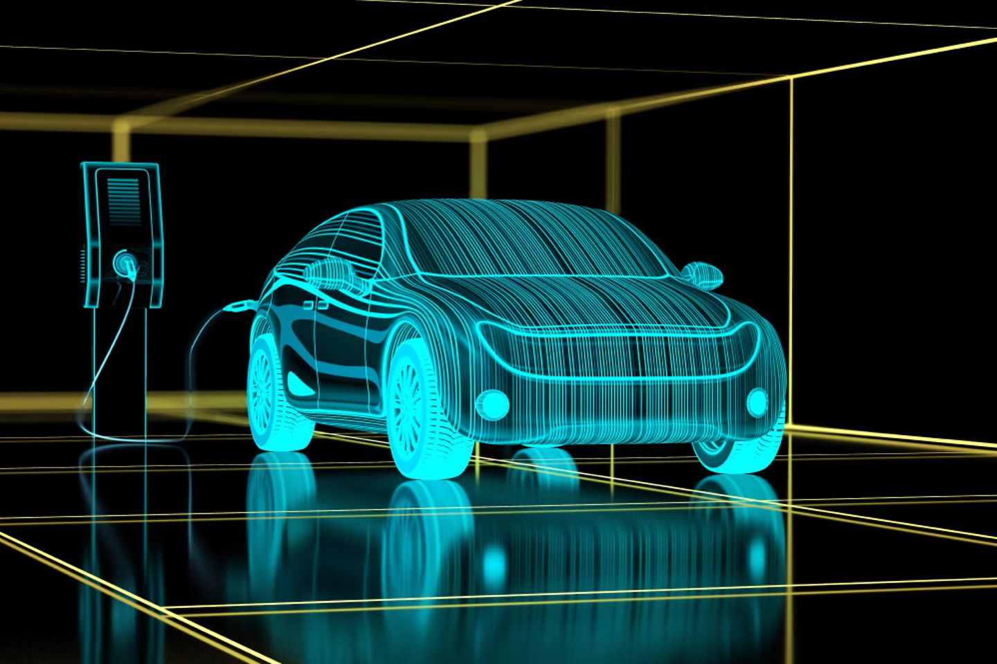 Digital depiction of an electric car
