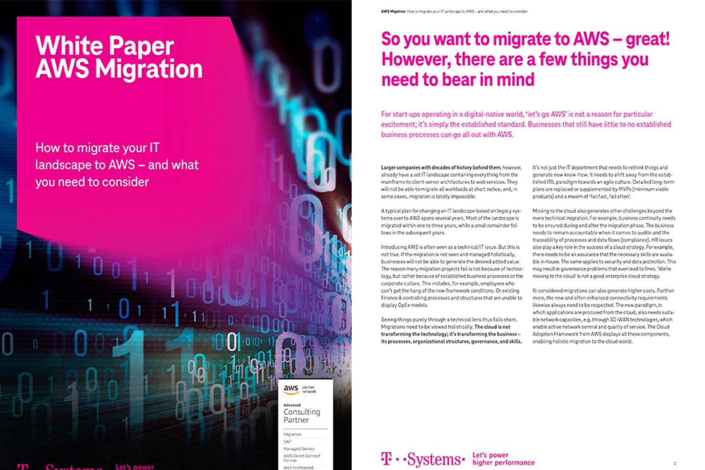 Cover and the next three pages as a screenshot showing the white paper with the topic AWS Migration