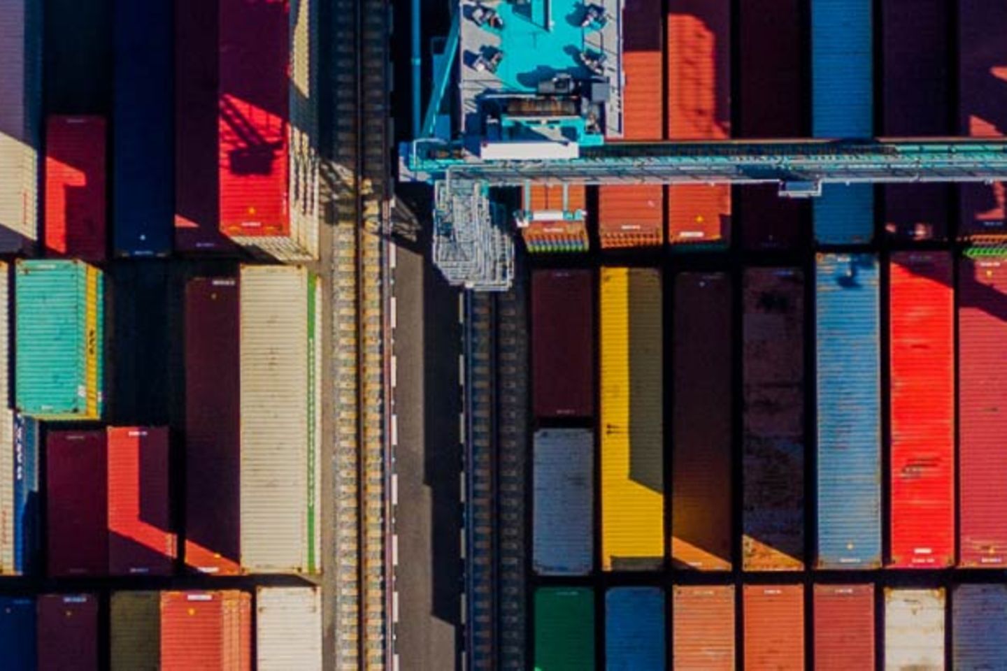 Birds-eye view of cargo containers 