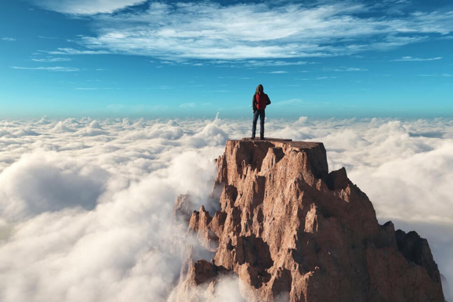 Wanderer auf Bergspitze