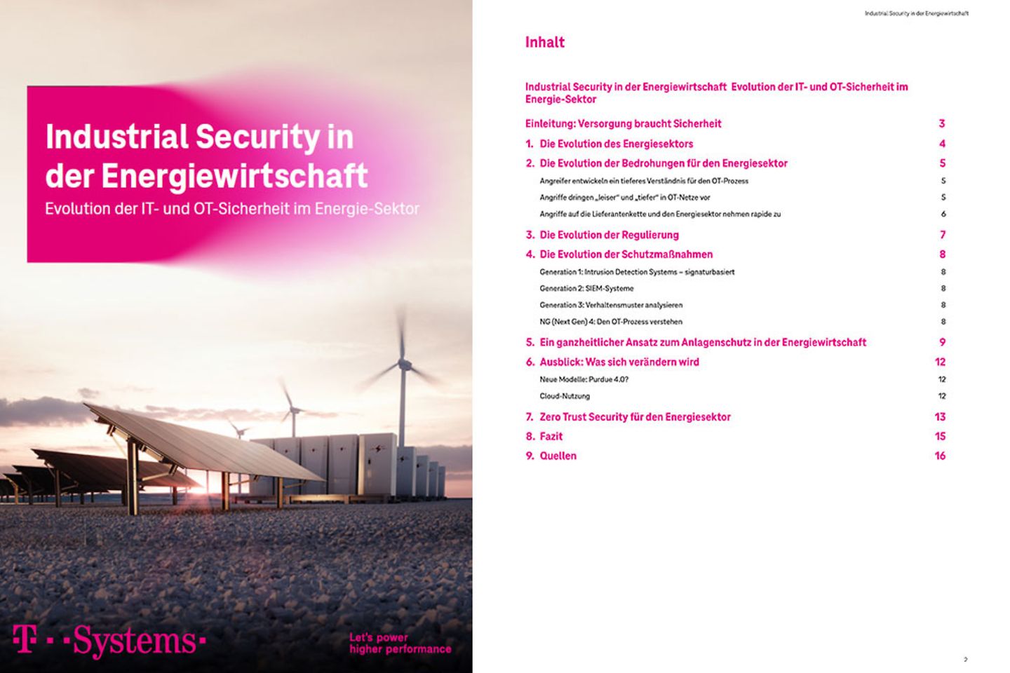Cover und die nächsten drei Seiten des Whitepapers „Industrielle Sicherheit im Energiesektor“ als Screenshot