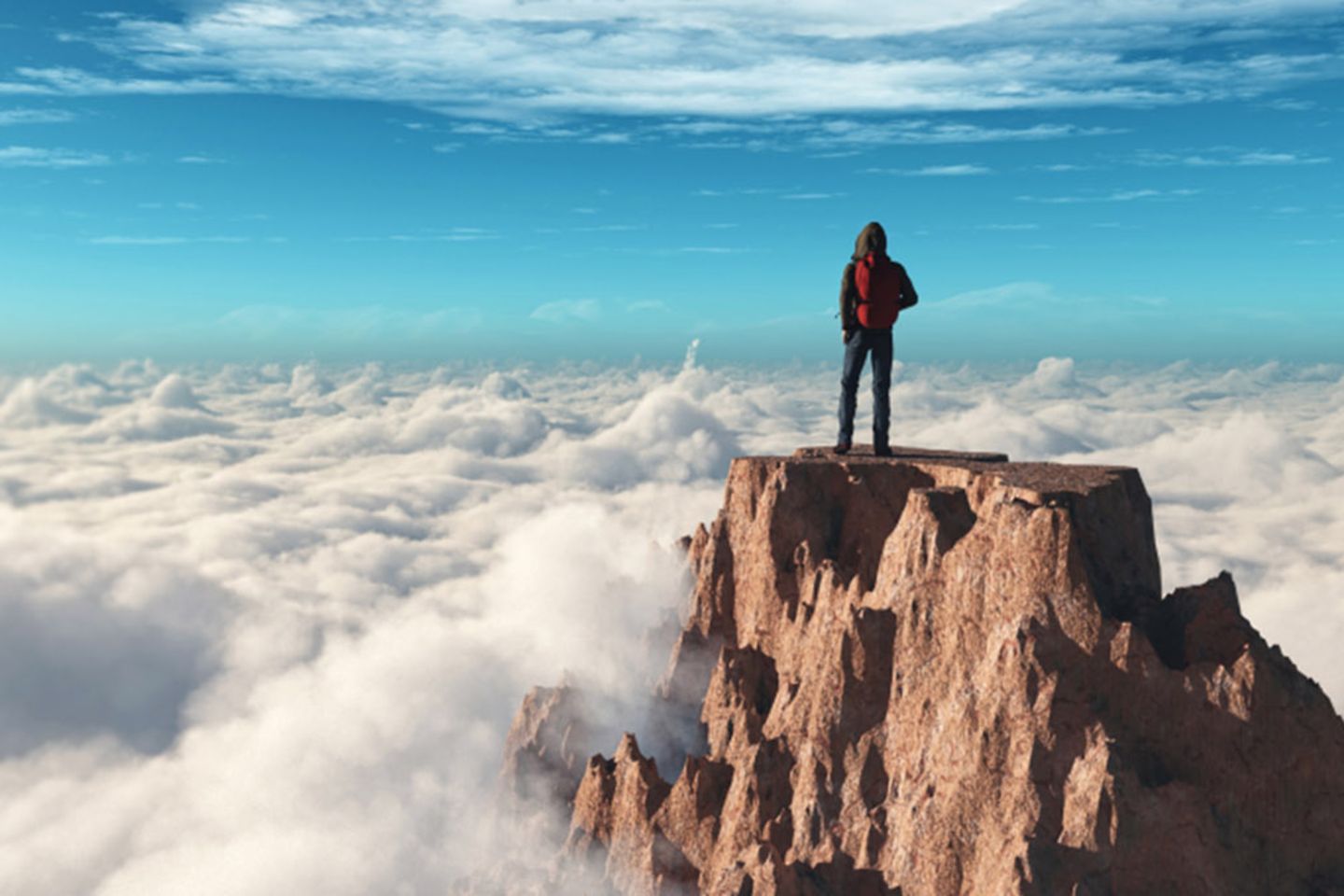 Wanderer auf Bergspitze
