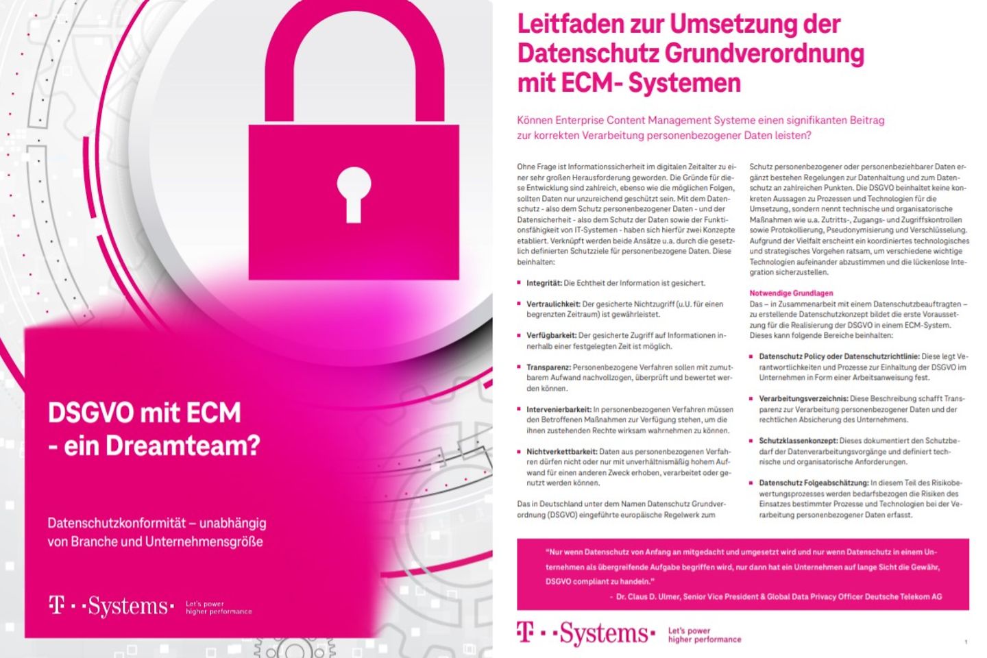 Frontseite und die nächste Seite als Bildschirmfoto des Whitepapers: DSGVO mit ECM – ein traumhaftes Team