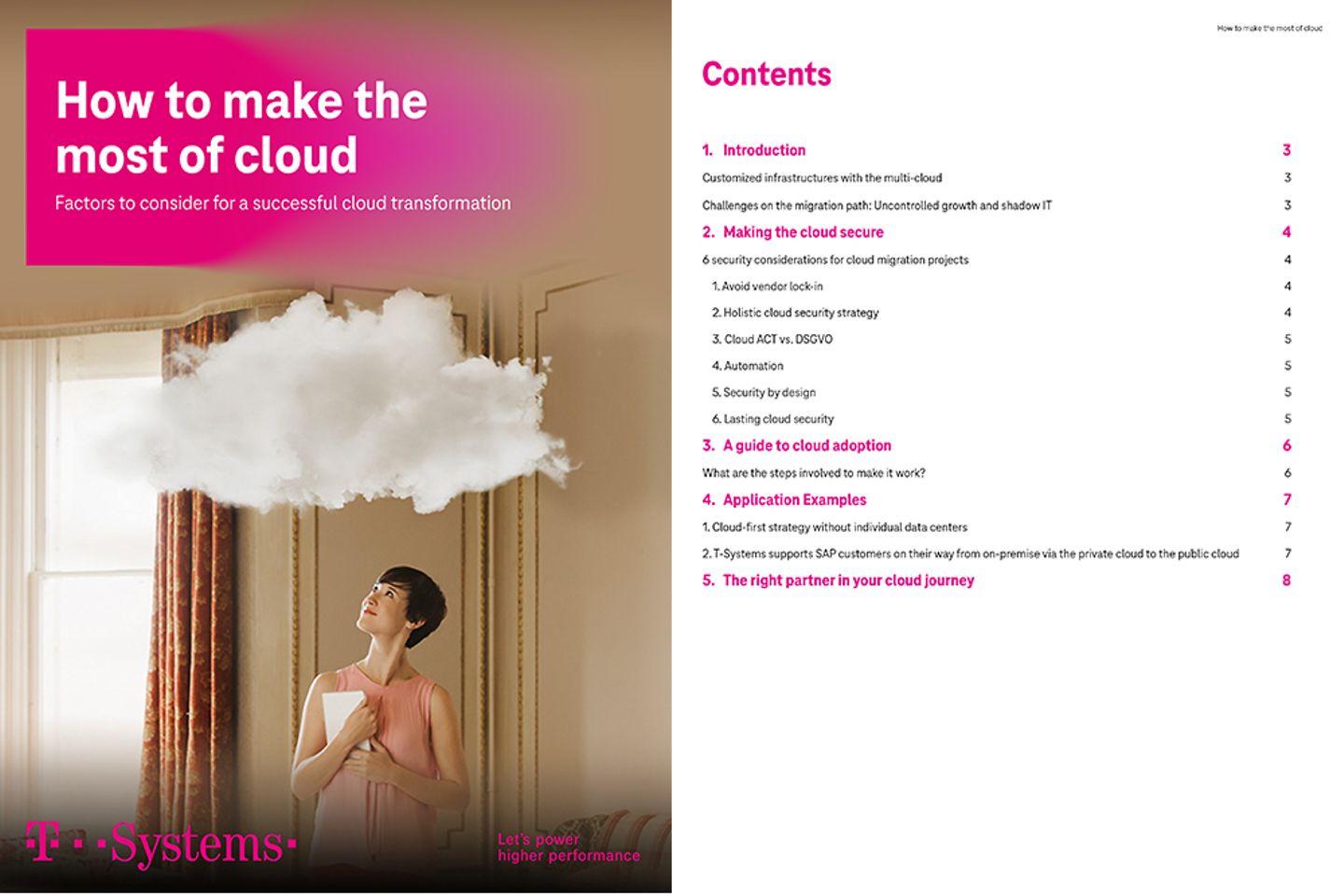 Cover and the next three pages as a screenshot showing the white paper with the topic How to make the most of cloud