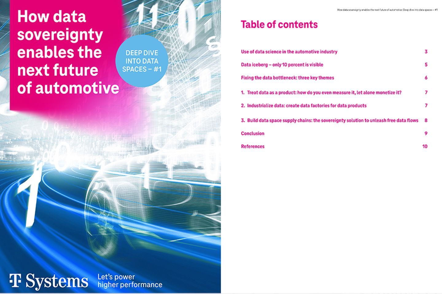 Cover and the next page as a screenshot showing the white paper: How data sovereignty enables the next future of automotive