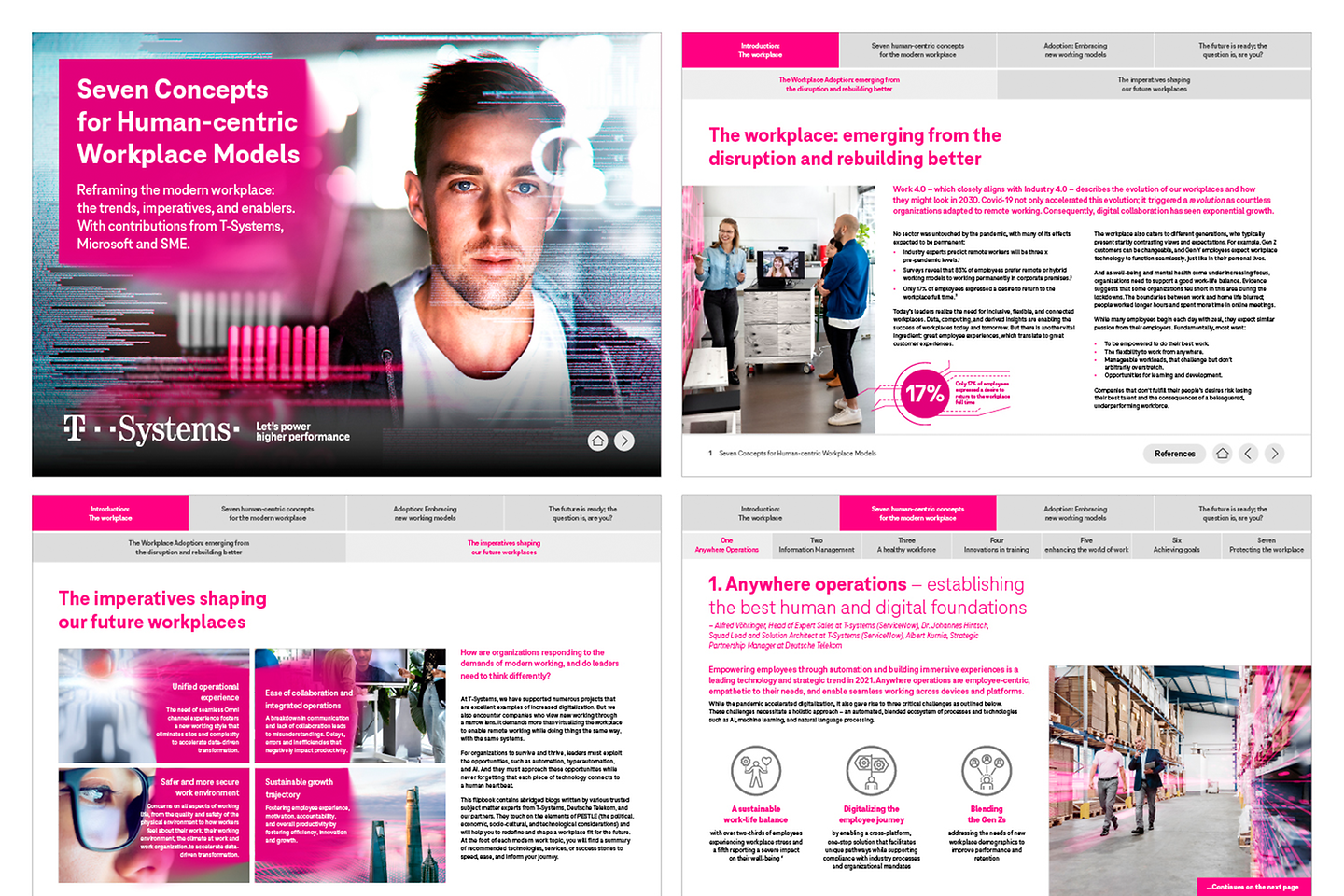Captura de pantalla de la portada y la página siguiente del flipbook interactivo: Humanización del trabajo