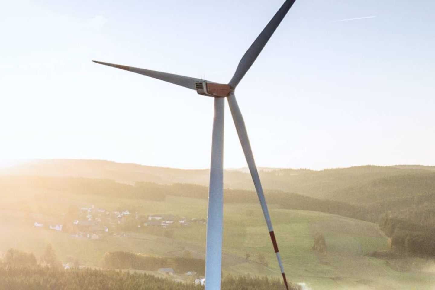 Wind turbines in the sunrise