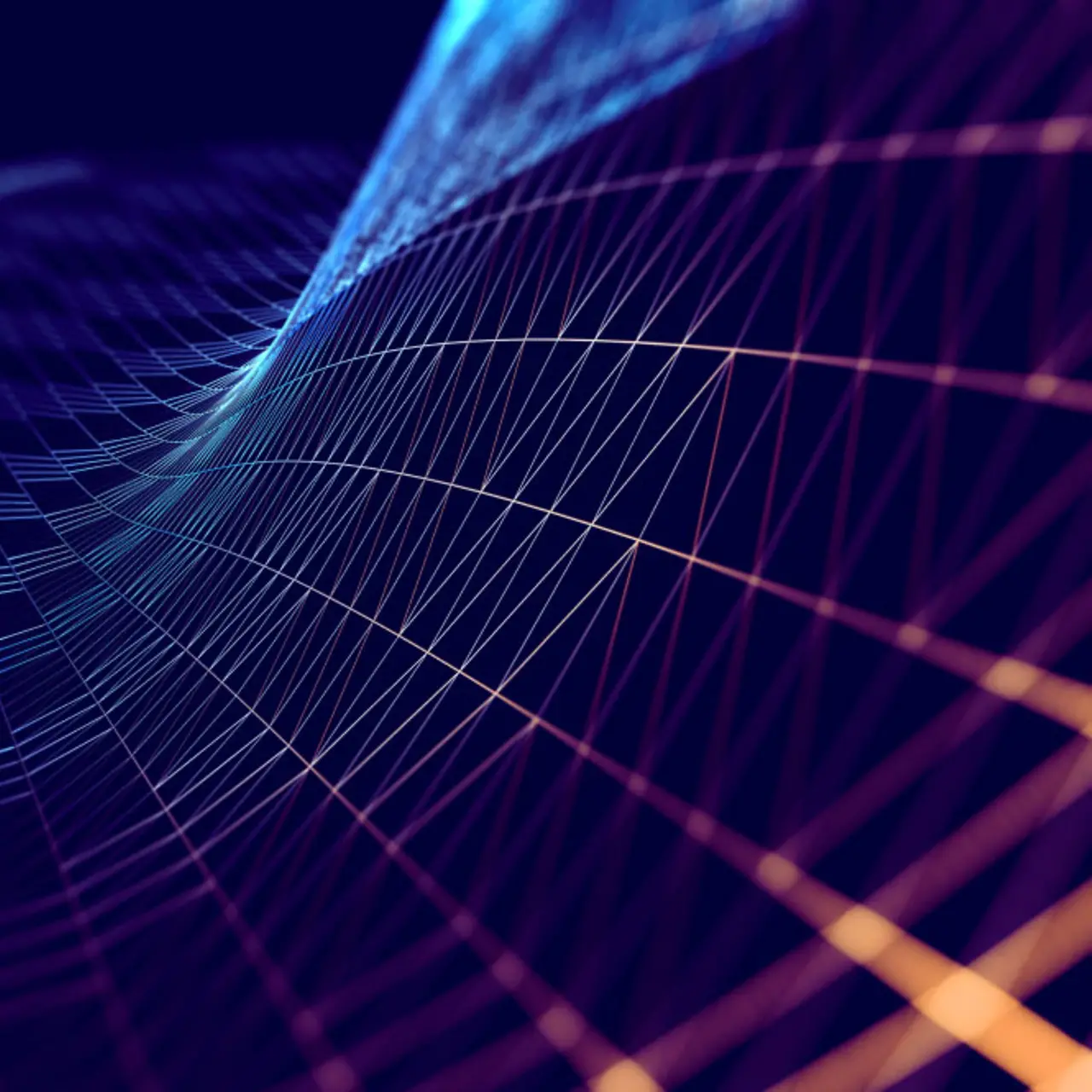 Red abstracta azul-naranja en forma de onda