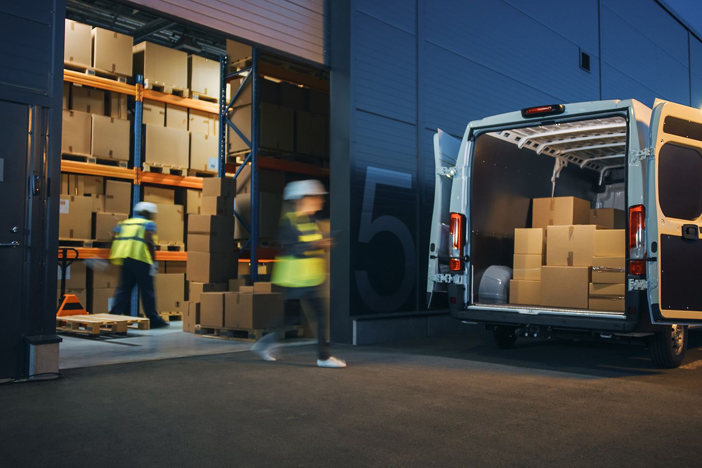 Logistics Distributions Warehouse Workers Loading Delivery Truck
