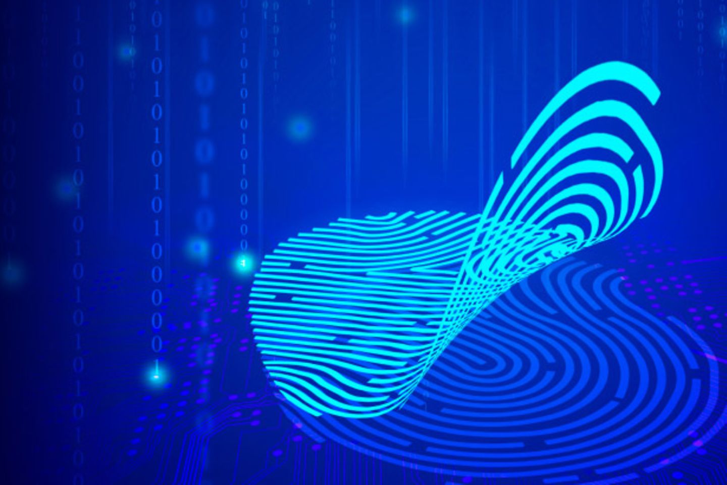 Digital fingerprint on a blue background