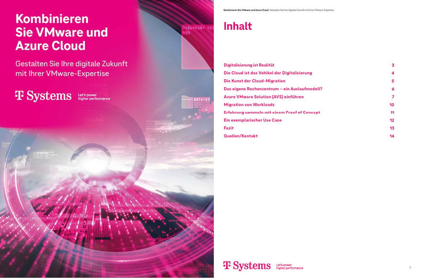 Cover und die nächste Seite des Whitepapers als Screenshot: Kombinieren Sie VMware und Azure Cloud 