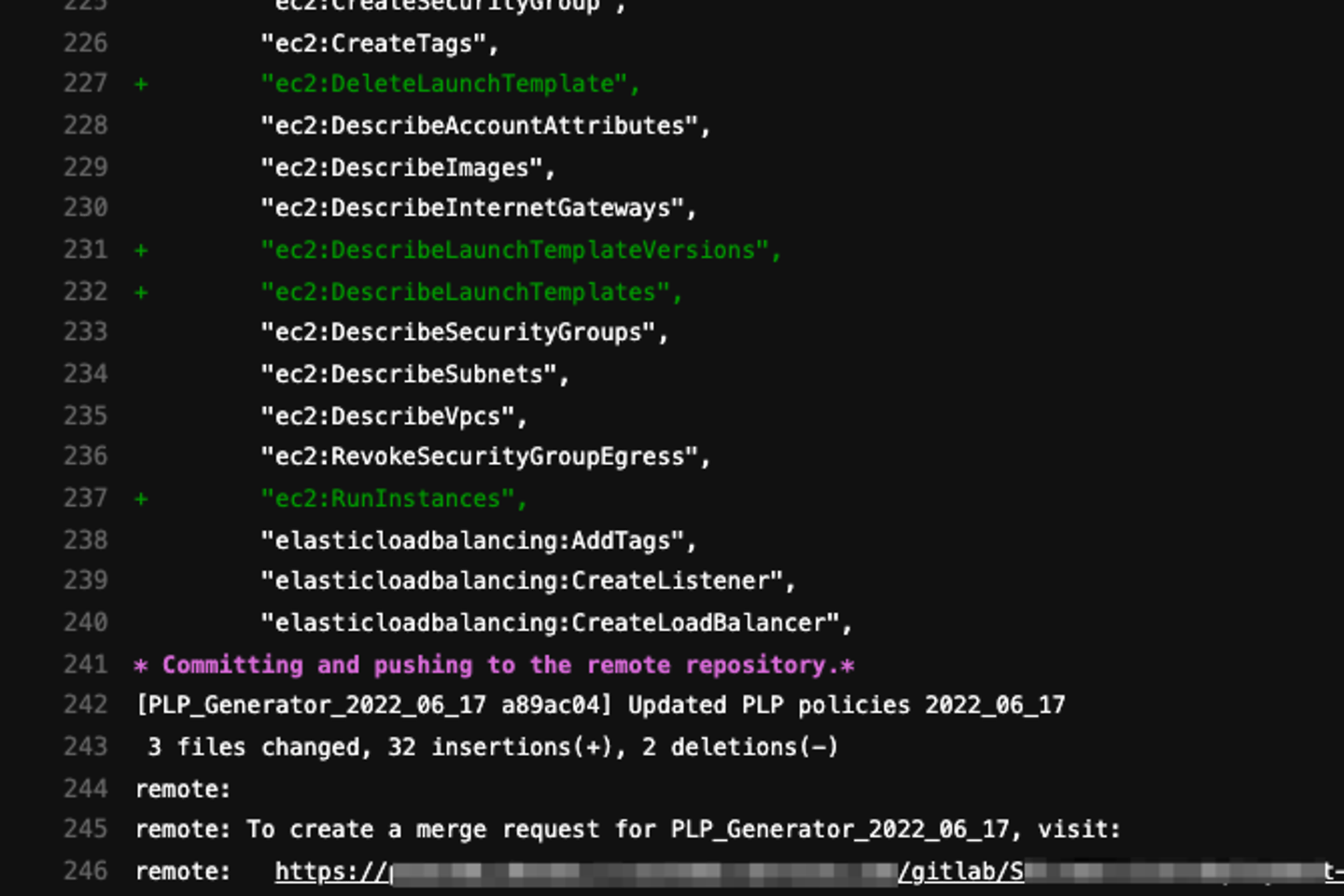 HTML Code for creating a merge request with PLP