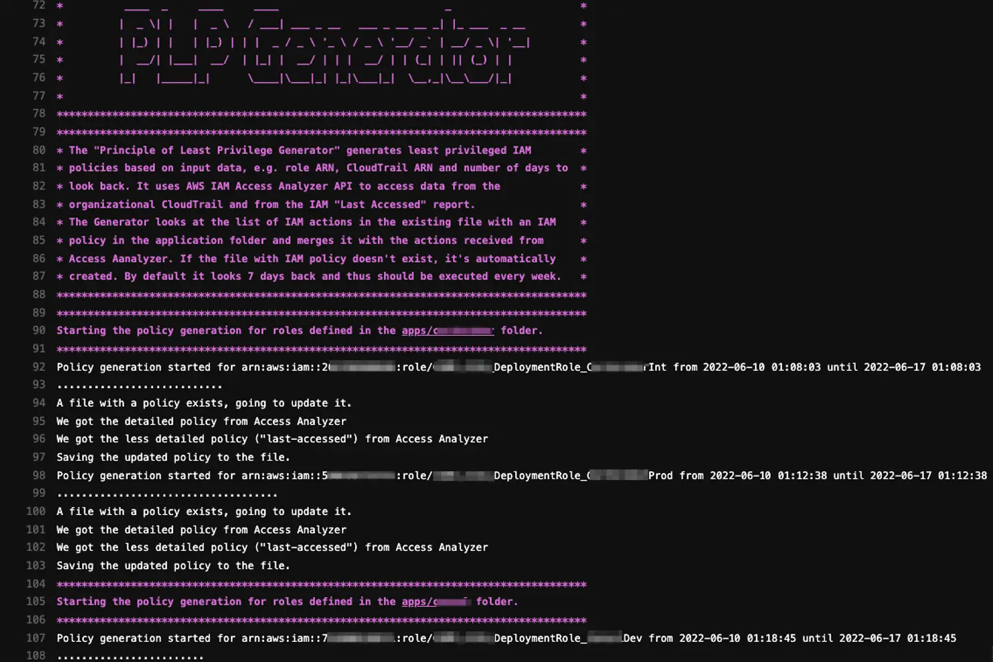 HTML Code on how to generate your policy with PLP
