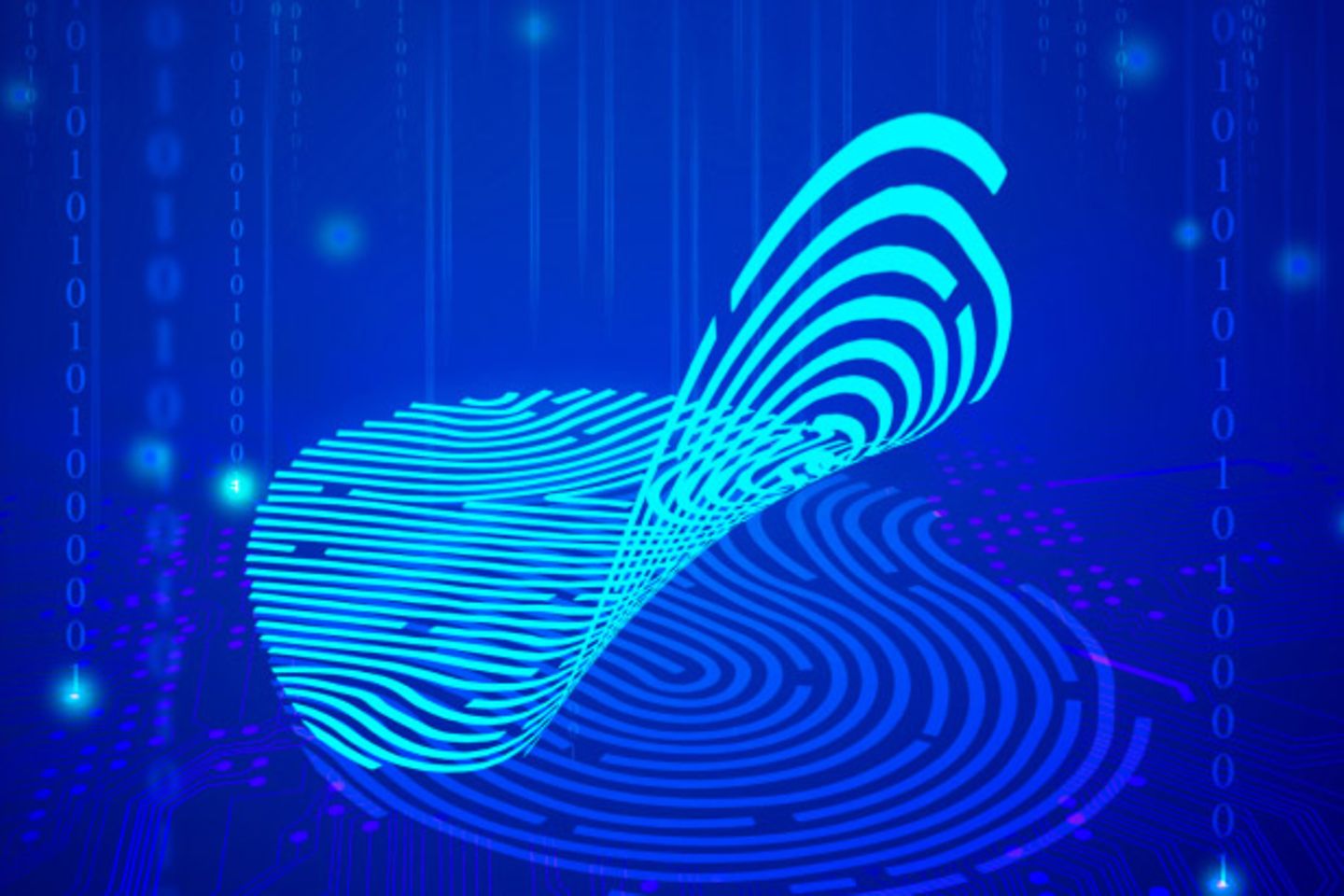 Digital fingerprint on a blue background