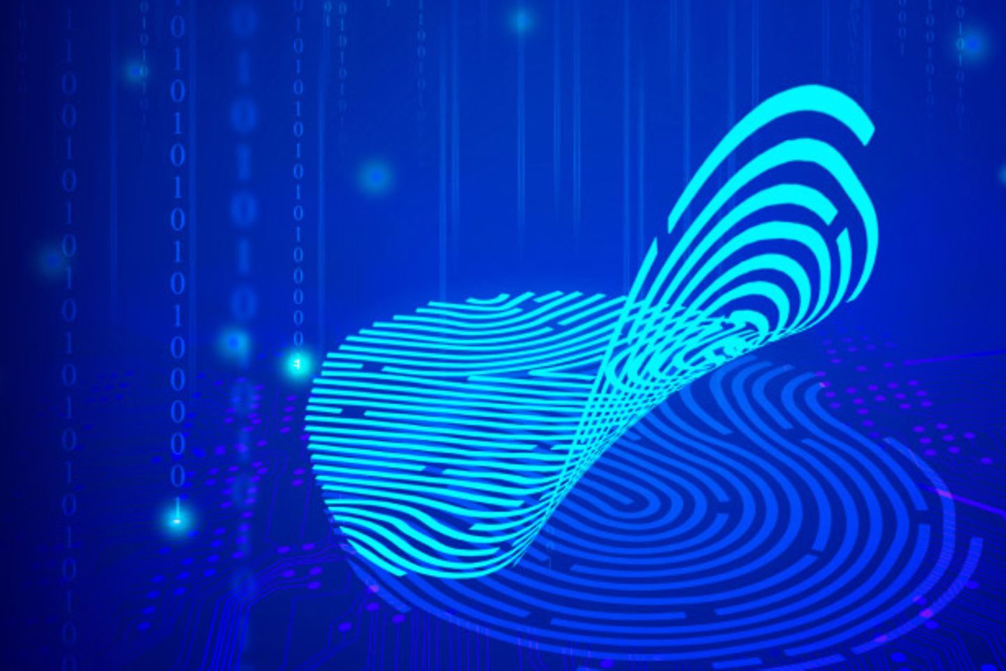 Digital fingerprint on a blue background