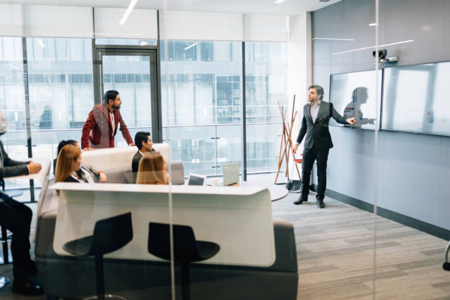 A businessman giving a presentation in the office