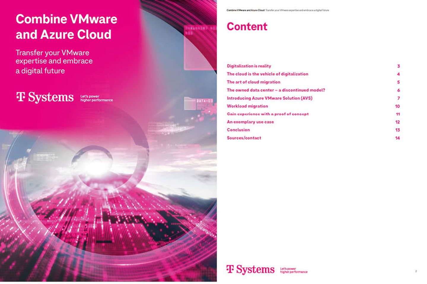 Omslag en de volgende pagina van de whitepaper als screenshot: Combineer VMware en Azure Cloud 